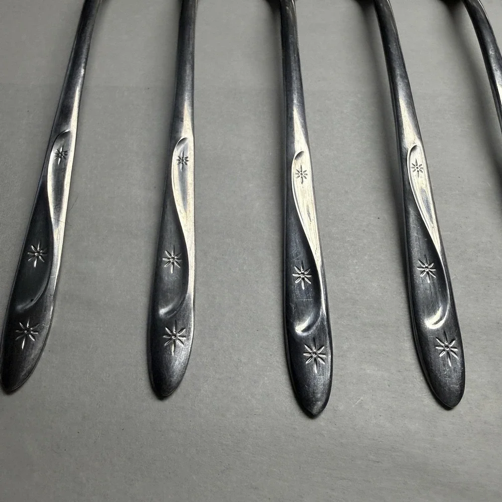 8 International Silver Americana Star Stainless USA Iced Tea Spoons Long Flatwar